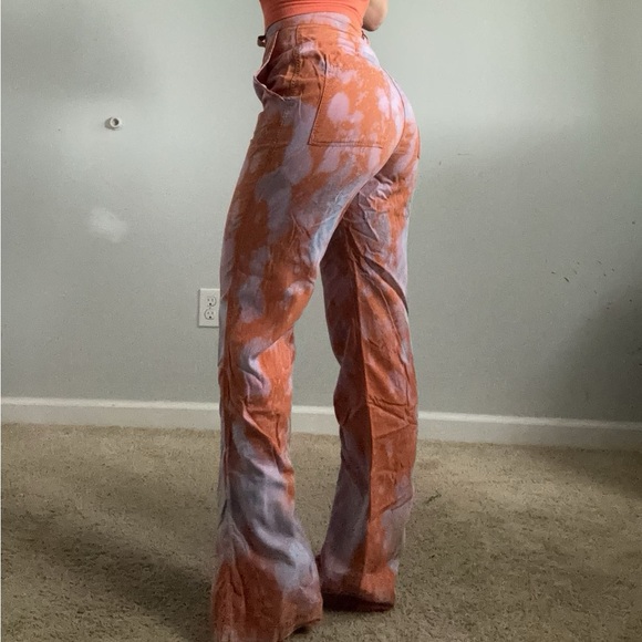 Orange and Blue Tie Dye Flare Pants Size S Zara Flare Pants - Picture 5 of 7